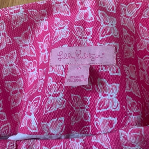 Lilly Pulitzer Skirt Pink White Butterflies Size 14 - Picture 3 of 5